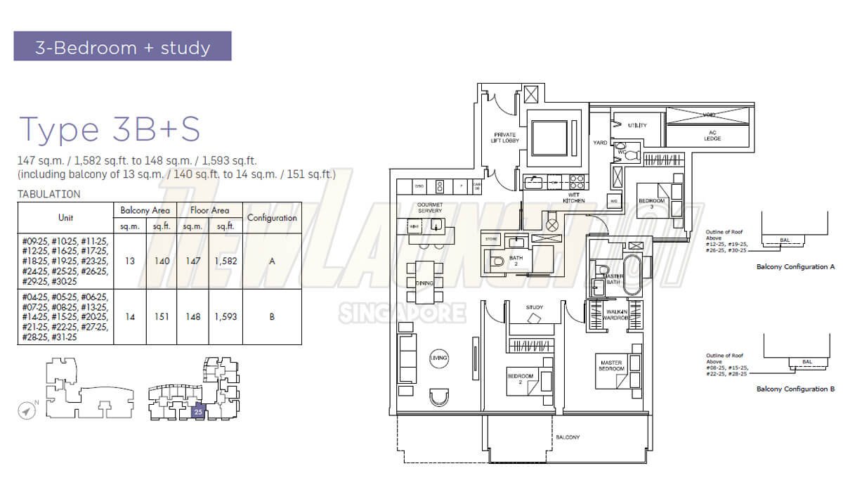 Marina One Residences Floor Plan 3-Bedroom Study Type 3BS