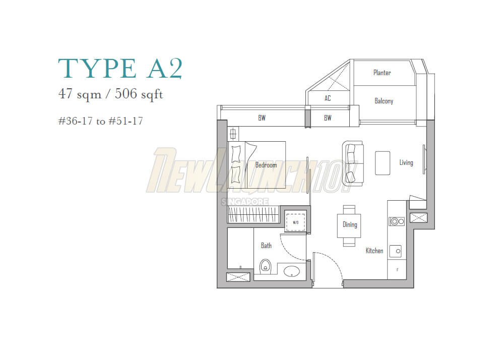 V on Shenton 1-Bedroom Floor Plan Type A2