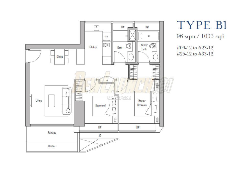 V on Shenton 2-Bedroom Floor Plan Type B1